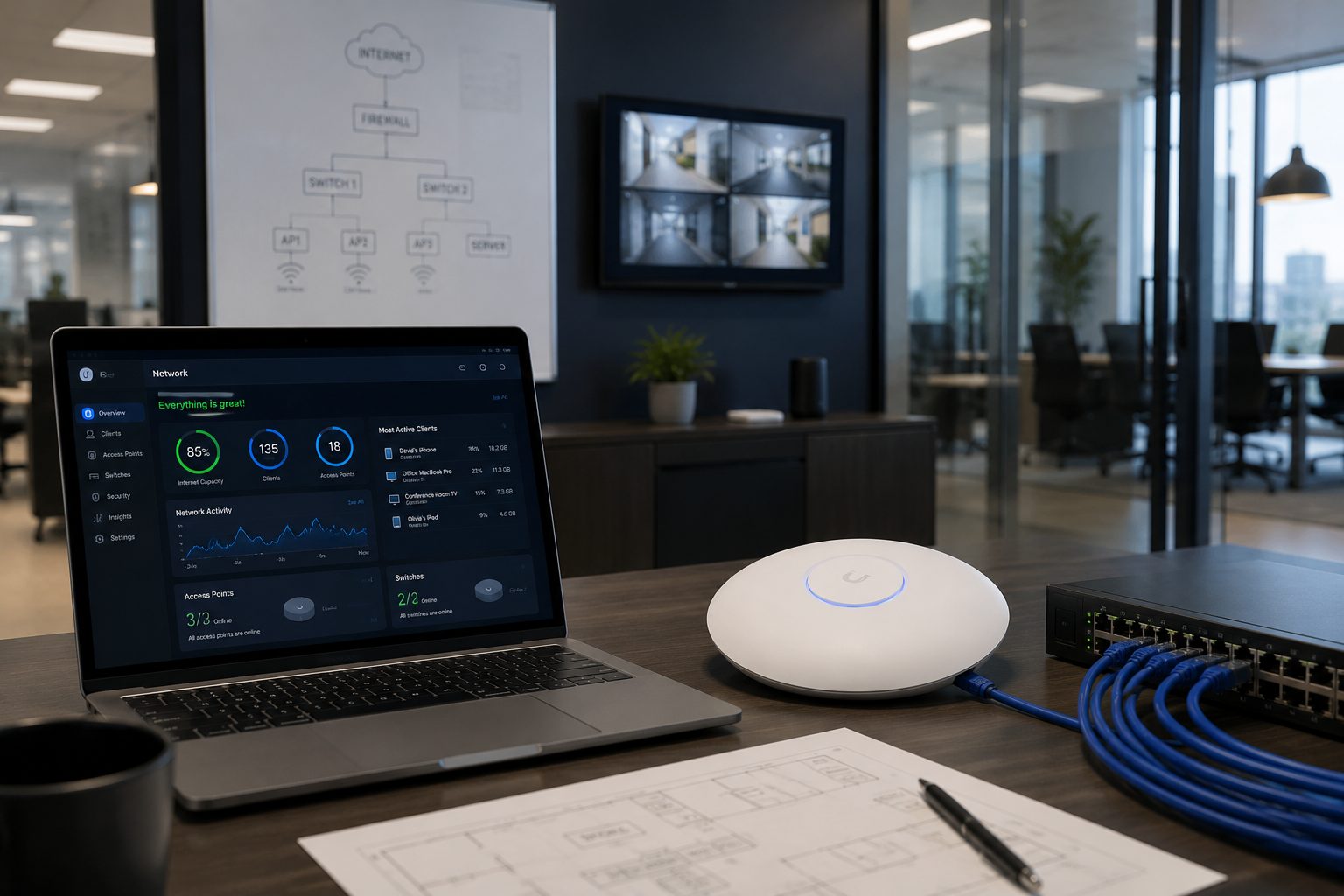 Network switches and cabling